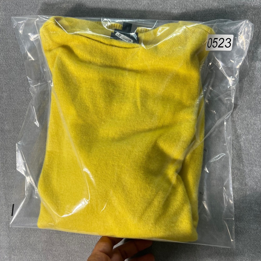 Talbots Pure Cashmere Sweater Yellow Crew Neck 3/4 Sleeve Size L - Picture 6 of 6